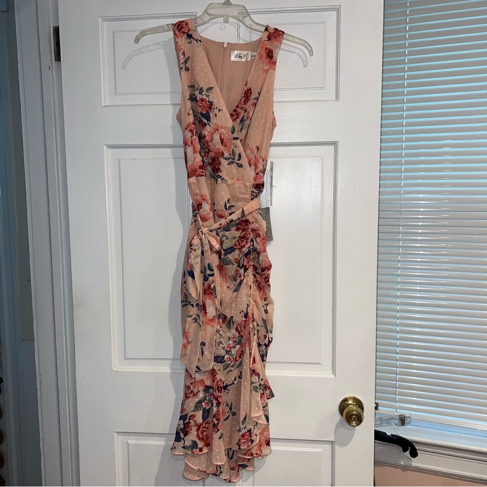Eliza J Pink Floral Dress Sleeveless
